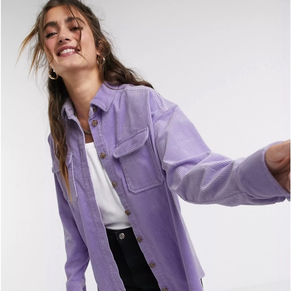 Jackets & Blazers - Zara lavendar corduroy button front collared shirt brand new.